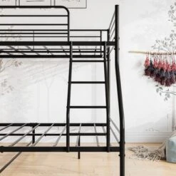Twin-Over-Full Metal Bunk Bed With Ladder And Enhanced Upper-Level Guardrail, Black-ModernLuxe 14 Twin-Over-Full Metal Bunk Bed With Ladder And Enhanced Upper-Level Guardrail, Black-ModernLuxe -Children Products Store GUEST d705b433 6745 4bc7 bd87 53dcc52e3056