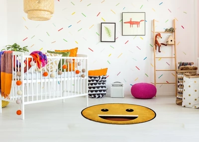 Deerlux Emoji Style Round Funny Smiley Face Kids Area Rug, Grinning Emoji Rug 3 Deerlux Emoji Style Round Funny Smiley Face Kids Area Rug, Grinning Emoji Rug