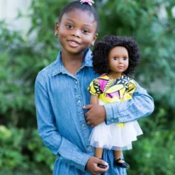 Ikuzi Dolls Pink & Yellow Dress Doll With Black Hair 18" Fashion Doll -Children Products Store GUEST d8887a42 8182 4ba5 81f1 b1c70b22a368