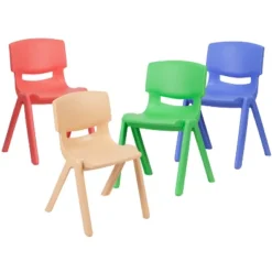 Emma And Oliver 4 Pack Plastic Stackable K-2 School Chair With 13.25"H Seat -Children Products Store GUEST d92f50fc e6a6 4d3f a313 4a7a9487e8c0