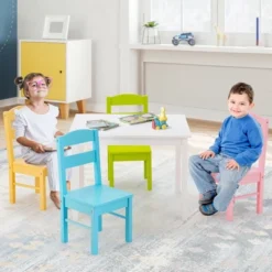 Costway 5 Piece Kids Wood Table Chair Set Activity Toddler Playroom Furniture Colorful 14 Costway 5 Piece Kids Wood Table Chair Set Activity Toddler Playroom Furniture Colorful -Children Products Store GUEST d96cddb7 1661 47e3 a167 3fee9d07e7f7
