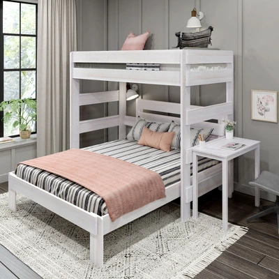 Max & Lily Farmhouse Twin Over Queen L-Shaped Bunk Bed With Desk 3 Max & Lily Farmhouse Twin Over Queen L-Shaped Bunk Bed With Desk