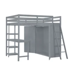 Full/ Twin Size Loft Bed With Wardrobe, Desk And Shelves-ModernLuxe -Children Products Store GUEST dd90bd92 fe54 403c b295 0b939cd1a7e8