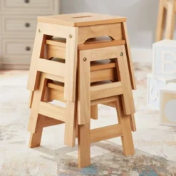 Melissa & Doug Wooden Stools - Set Of 4 - Natural -Children Products Store GUEST def6d236 1733 4700 a917 88837a8c5308