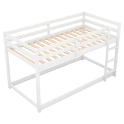 Twin Over Twin Floor Bunk Bed With Ladder - ModernLuxe -Children Products Store GUEST e05c8e69 e641 43ae 9ca5 200ef368ef7a