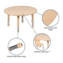 Flash Furniture 33" Round Plastic Height Adjustable Activity Table Set With 2 Chairs -Children Products Store GUEST e2f76977 b994 438d ba3b 3611e738f249 1