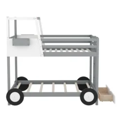 Twin Over Twin Car-Shaped Bunk Bed With Wheels, Drawers And Shelves, Gray - ModernLuxe -Children Products Store GUEST e5709583 6499 4211 bd66 1cdae88ef0c6
