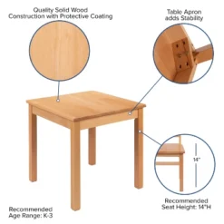 Flash Furniture Kids Natural Solid Wood Table And Chair Set For Classroom, Playroom, Kitchen -Children Products Store GUEST e5a73c9b d6bc 4c93 914c a3c34aa32636