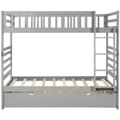Twin Over Twin Wood Bunk Bed With Safety Rail And Movable Trundle-ModernLuxe -Children Products Store GUEST e64df2bd 89ba 45b9 8bf7 5eafee0d7725