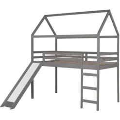 House Shape Twin Size Loft Bed With Slide, Gray - ModernLuxe -Children Products Store GUEST e78060e1 69b9 4e51 bb57 0baf1952a32c