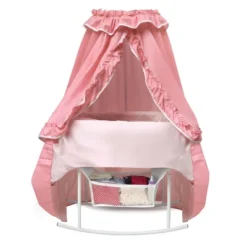 Badger Basket Kisses Rocking Doll Bassinet - Pink/White -Children Products Store GUEST e7e36631 df2d 4da5 9593 38f3df3499fa