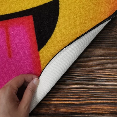 Deerlux Emoji Style Round Funny Smiley Face Kids Area Rug, Lip Sealed Emoji Rug 6 Deerlux Emoji Style Round Funny Smiley Face Kids Area Rug, Lip Sealed Emoji Rug - Image 4