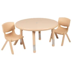 Flash Furniture 33" Round Plastic Height Adjustable Activity Table Set With 2 Chairs -Children Products Store GUEST f0585844 7f3c 489b a343 8c77ded8eae9 1