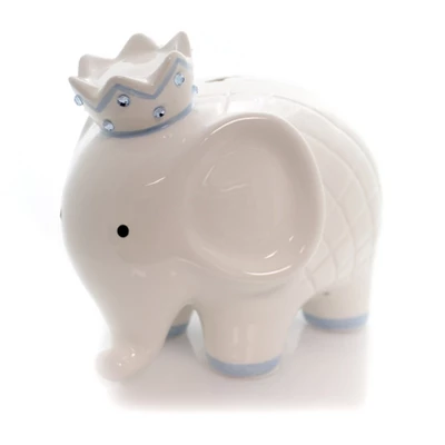 Bank White/Blue Coco Elephant Bank - One Bank 7.75 Inches - Baby Hand Painted - 3781Bl - Ceramic - Off-White 2 Bank White/Blue Coco Elephant Bank - One Bank 7.75 Inches - Baby Hand Painted - 3781Bl - Ceramic - Off-White