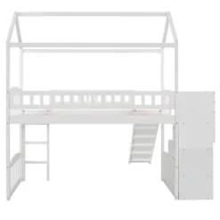 Twin Size House Shape Loft Bed With Two Drawers And Slide - ModernLuxe -Children Products Store GUEST f372c384 0c74 4b52 80f3 64d8feb349ff