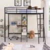 Twin Size Metal Loft Bed With Built-in Desk And Shelves - ModernLuxe -Children Products Store GUEST f600d17c 00b1 4431 b521 71650d498733
