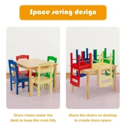Costway Kids 5 Piece Table Chair Set Pine Wood Multicolor Children Play Room Furniture 17 Costway Kids 5 Piece Table Chair Set Pine Wood Multicolor Children Play Room Furniture -Children Products Store GUEST f66ffaa8 a015 4a48 9401 5addfef51a83