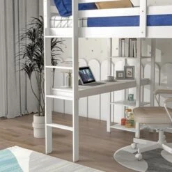 Wooden Loft Bed With Ladder, Desk And Shelves-ModernLuxe -Children Products Store GUEST f7cd69ea fd8c 407d 8149 7603425db3b5