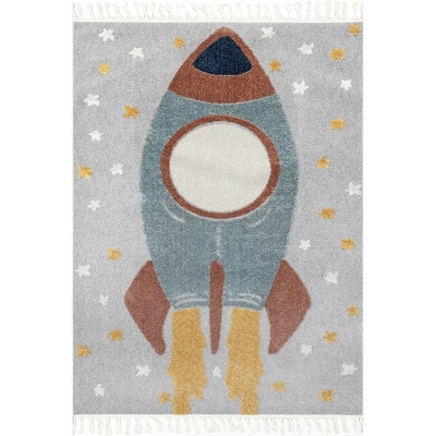 NuLOOM Journee Rocket Ship High-Low Kids Tasseled Area Rug 11 NuLOOM Journee Rocket Ship High-Low Kids Tasseled Area Rug - Image 9