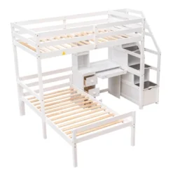 Twin Size Loft Bed With Separate Bed, Staircase For Storage, Desk, Shelves And Drawers - ModernLuxe -Children Products Store GUEST fa7b5471 a599 4429 8594 1bcc1ea84593