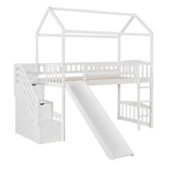 Twin Size House Shape Loft Bed With Two Drawers And Slide - ModernLuxe -Children Products Store GUEST fac698c3 d2c1 4b94 9b20 1af54f6518d7