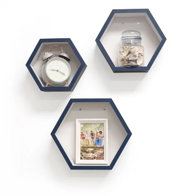 8" X 10" X 12" Set Of 3 Hexagon Shelves For Kids' Room - InPlace 6 8" X 10" X 12" Set Of 3 Hexagon Shelves For Kids' Room - InPlace - Image 4