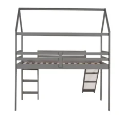 House Shape Twin Size Loft Bed With Slide, Gray - ModernLuxe -Children Products Store GUEST fd183ccb 863d 46fc a756 a29406a8cd33