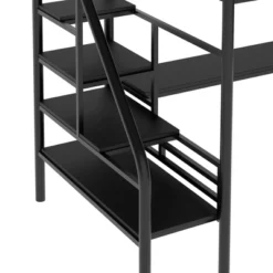 Metal Twin Size Loft Bed With Desk, Black - ModernLuxe -Children Products Store GUEST fd75ed43 868f 488f 939c 6919579c8983