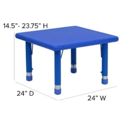 Emma And Oliver 24" Square Plastic Height Adjustable Activity Table -Children Products Store GUEST fdf2af50 b140 476f ba13 f682a8c6f169